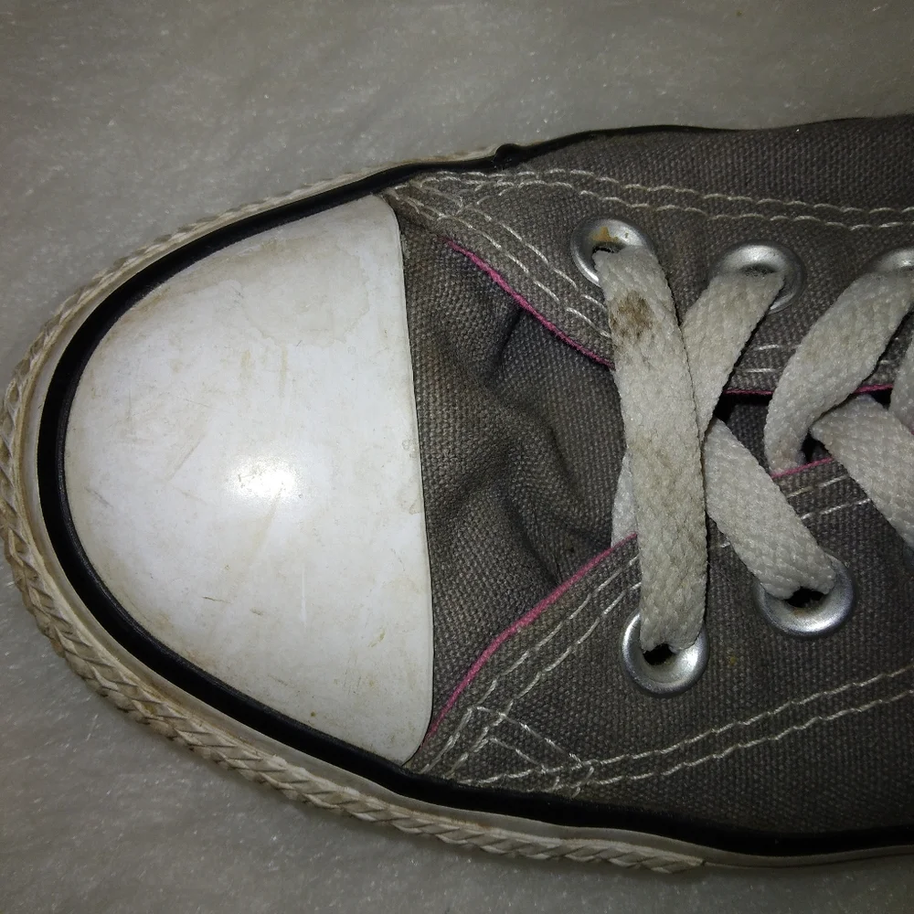 SHOES Converse low, double tongue,  pink & gray, size 10.5 - Picture 10 of 11